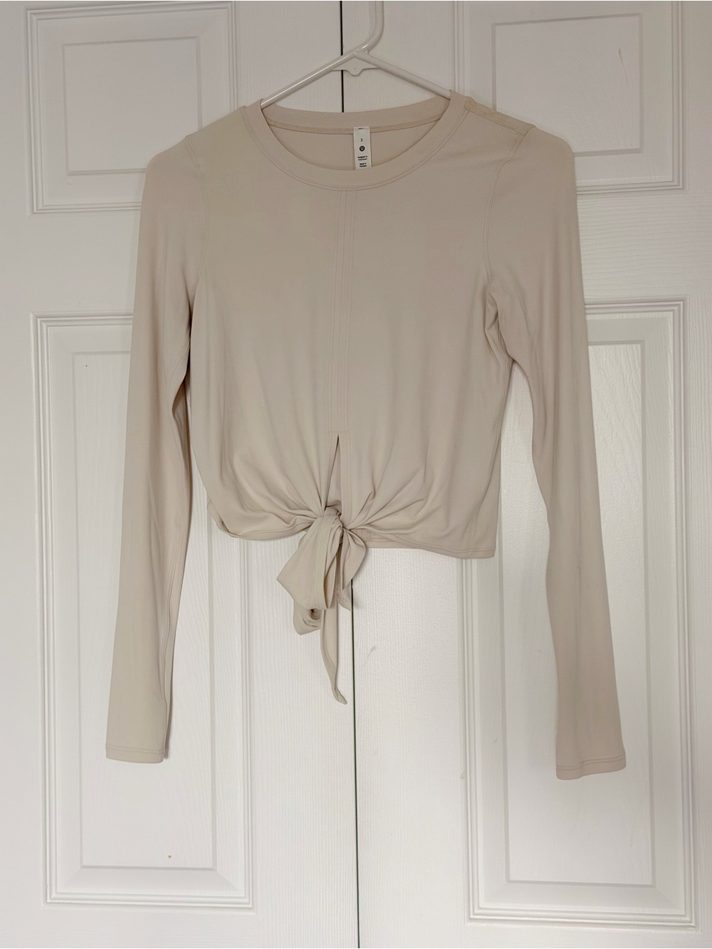 lululemon athletica Long-Sleeve Tie-Front Top - Cream